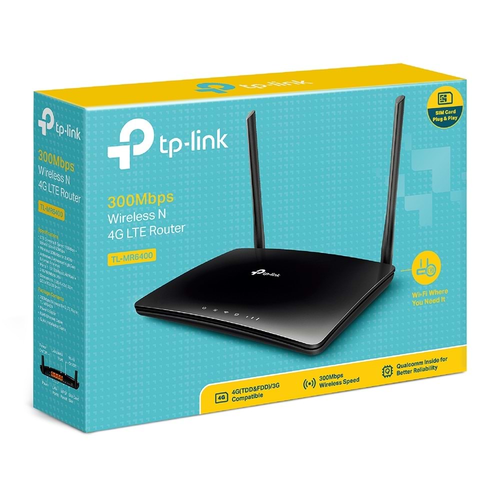 Tp-Link TL-MR6400 300Mbps Wireless N 4G LTE Router (Sim Kartlı) ( Yönlendirici )