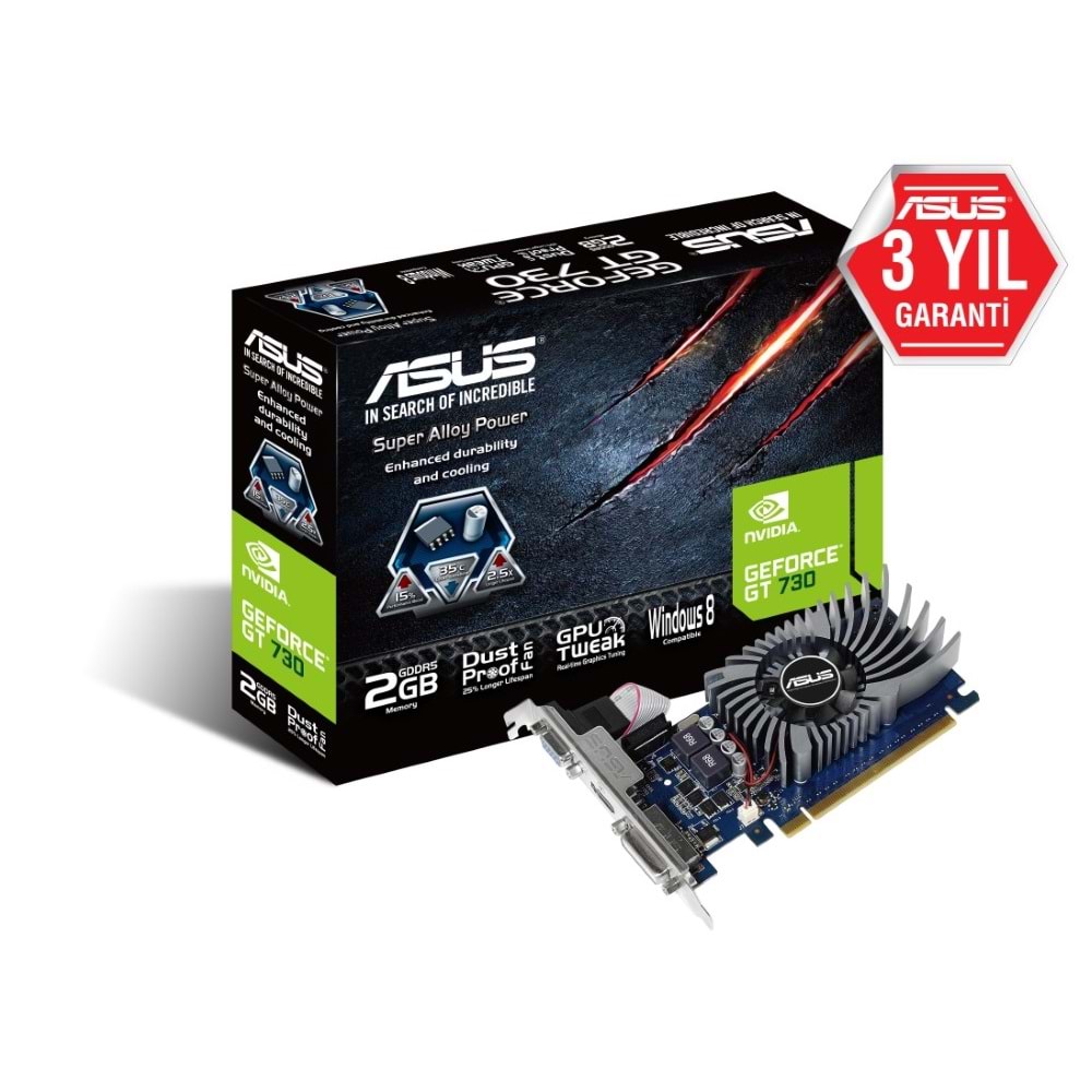 Asus GT730-SL-2GD5-BRK 2GB 64Bit DDR5 HDMI/DVI/VGA PCI 2.0 Ekran Kartı