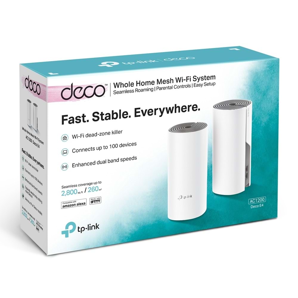 Tp-Link Deco E4(2-pack) AC1200 Whole Home Mesh Wi-Fi System (2X)(Menzil Genişlet