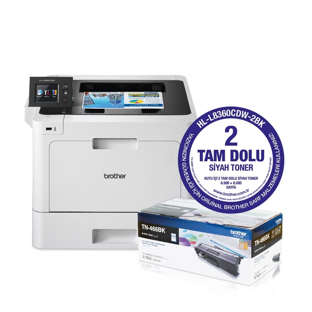 Brother HL-L8360CDW-2BK Renkli LED Lazer Yazıcı (Dublex, Wi-Fi) (A4)