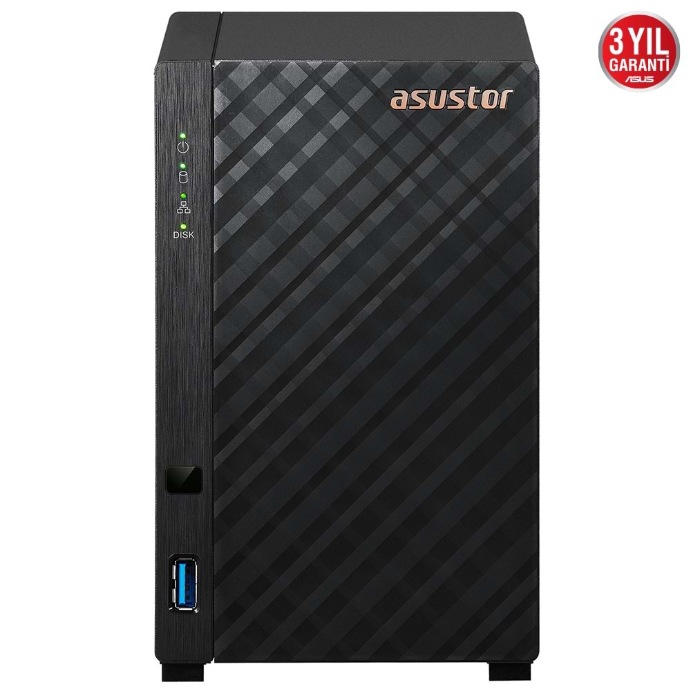 Asustor AS1102T NAS (RTD1296 İşlemci , 1GB RAM, 2 HDD Yuvalı, 2.5GbE, USB 3.2)