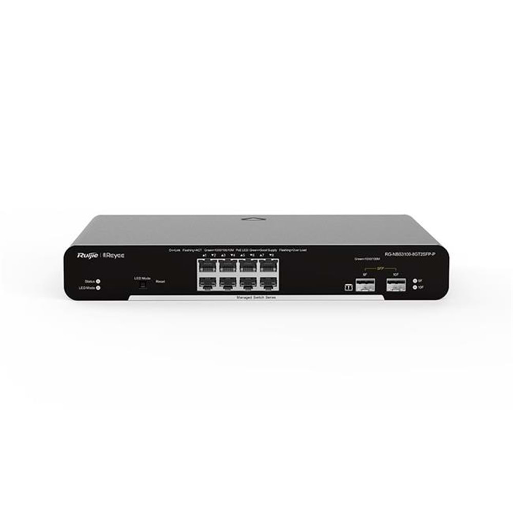 Ruijie Reyee RG-NBS3100-8GT2SFP-P 8-Port Gigabit+2XGB SFP Uplink (125W) Yön. Swi