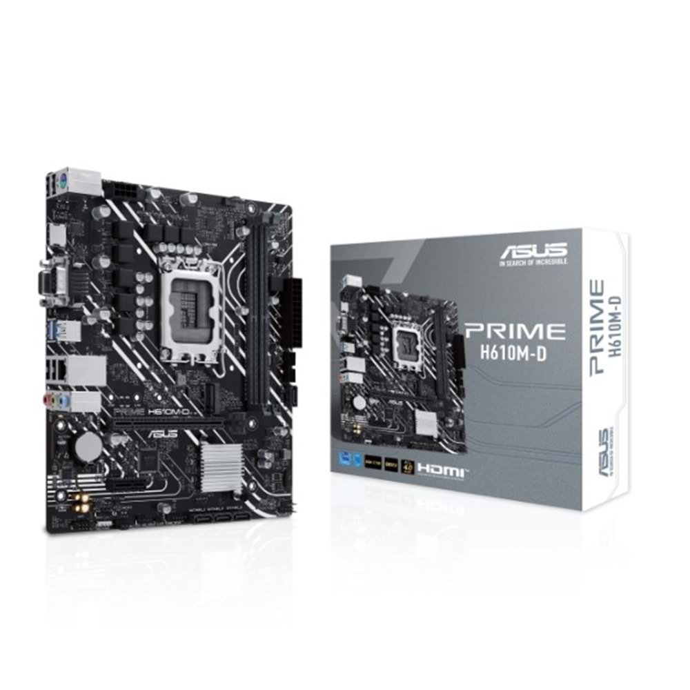 Asus PRIME H610M-D H610 DDR5 M.2 USB3.2 HDMI/VGA PCI 3.0 1700p Anakart