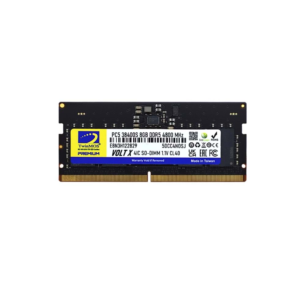 TwinMOS 8GB 4800MHz DDR5 CL40 SO-DIMM Ram (TMD58GB4800S40)