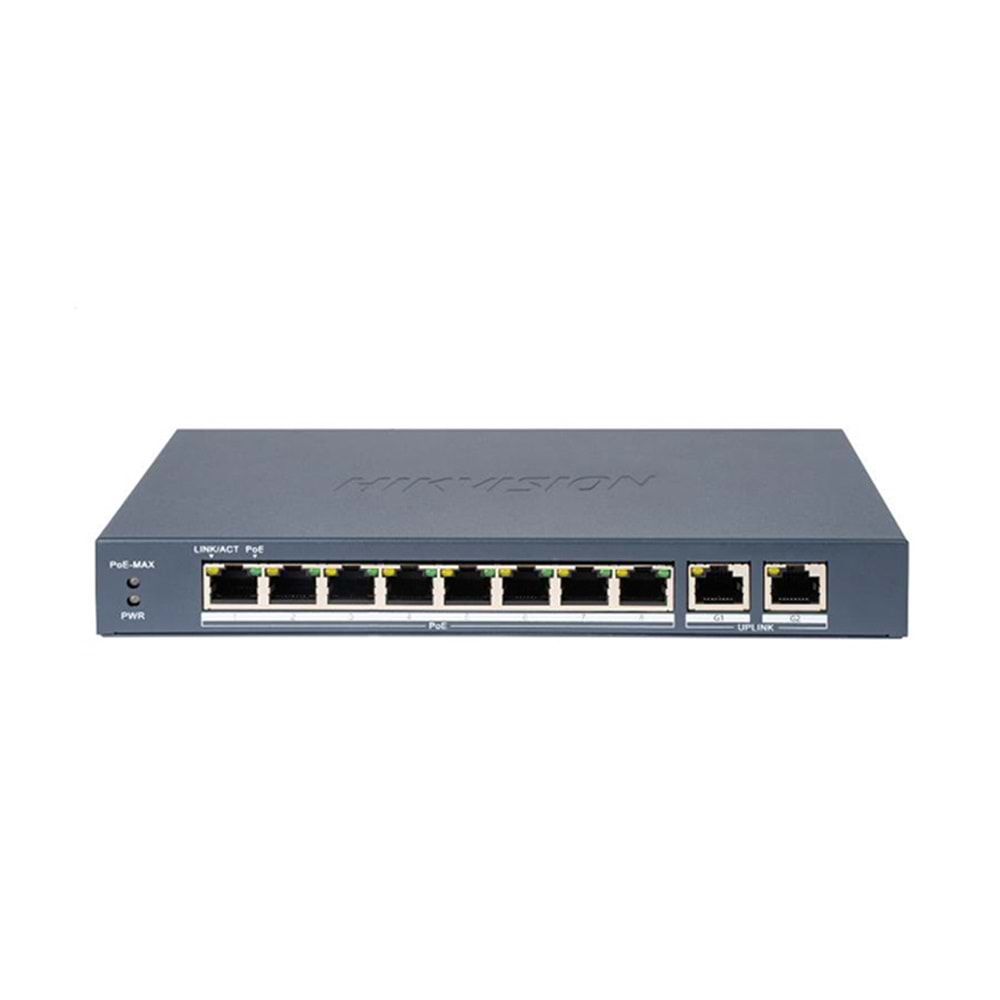 Hikvision DS-3E0310P-E/M 8 Port PoE (80W) 10/100Mbps + 2GE Uplink Switch