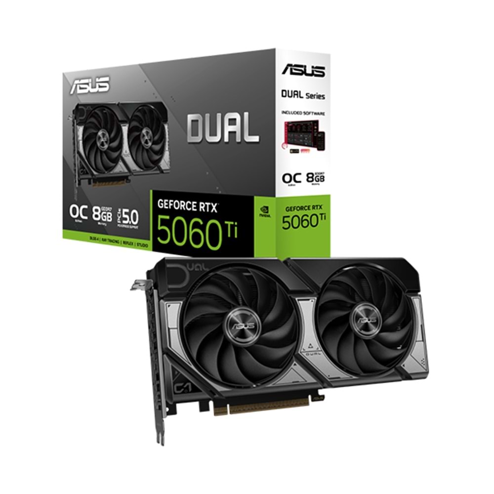 Asus DUAL-RTX5060TI-O8G 8GB 128Bit GDDR7 DP/HDMI PCI 5.0 Ekran Kartı