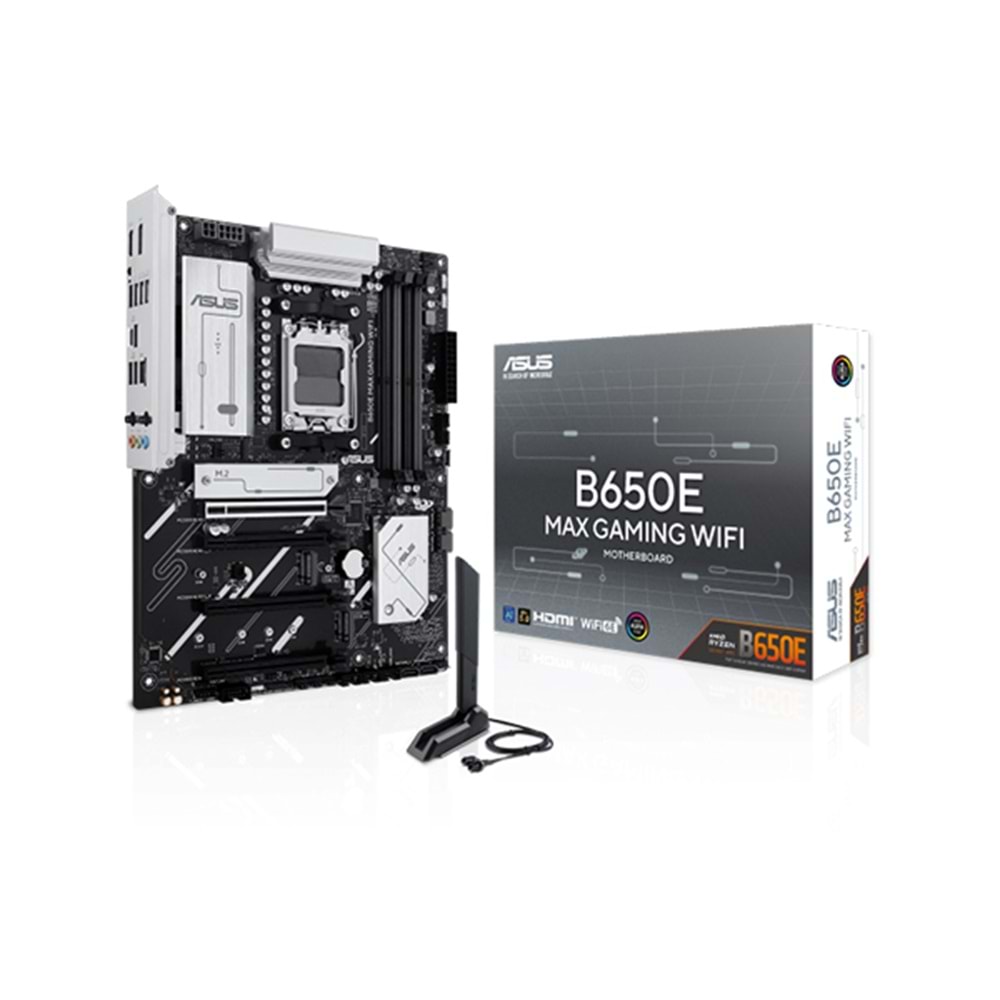 Asus B650E MAX GAMING WIFI W AMD B650 DDR5 M.2 DP/HDMI PCI 5.0 AM5 Anakart