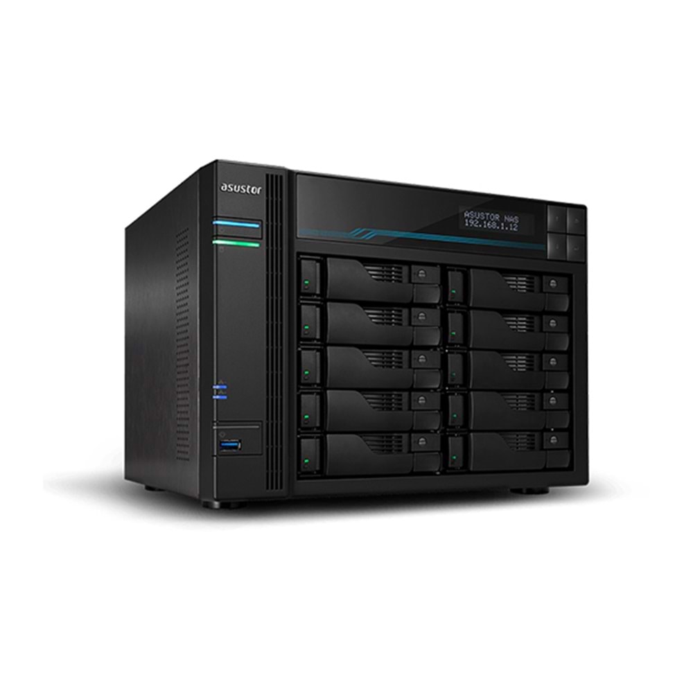 Asustor AS6510T NAS (C3538 İşlemci, 8GB RAM, 10 HDD Yuvalı, 4GbE, USB 3.2