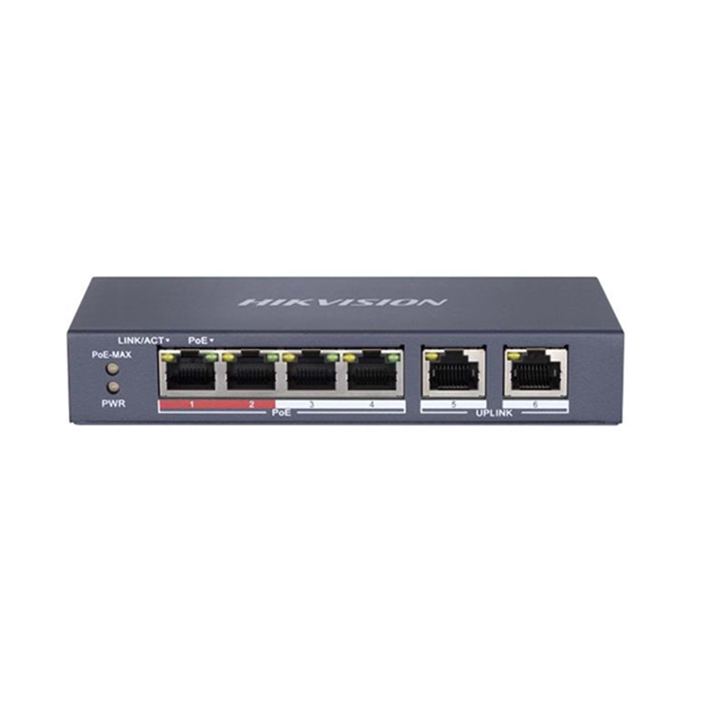 Hikvision DS-3E0106P-E/M 4 Port PoE (35W) 10/100Mbps + 2FE Uplink Switch
