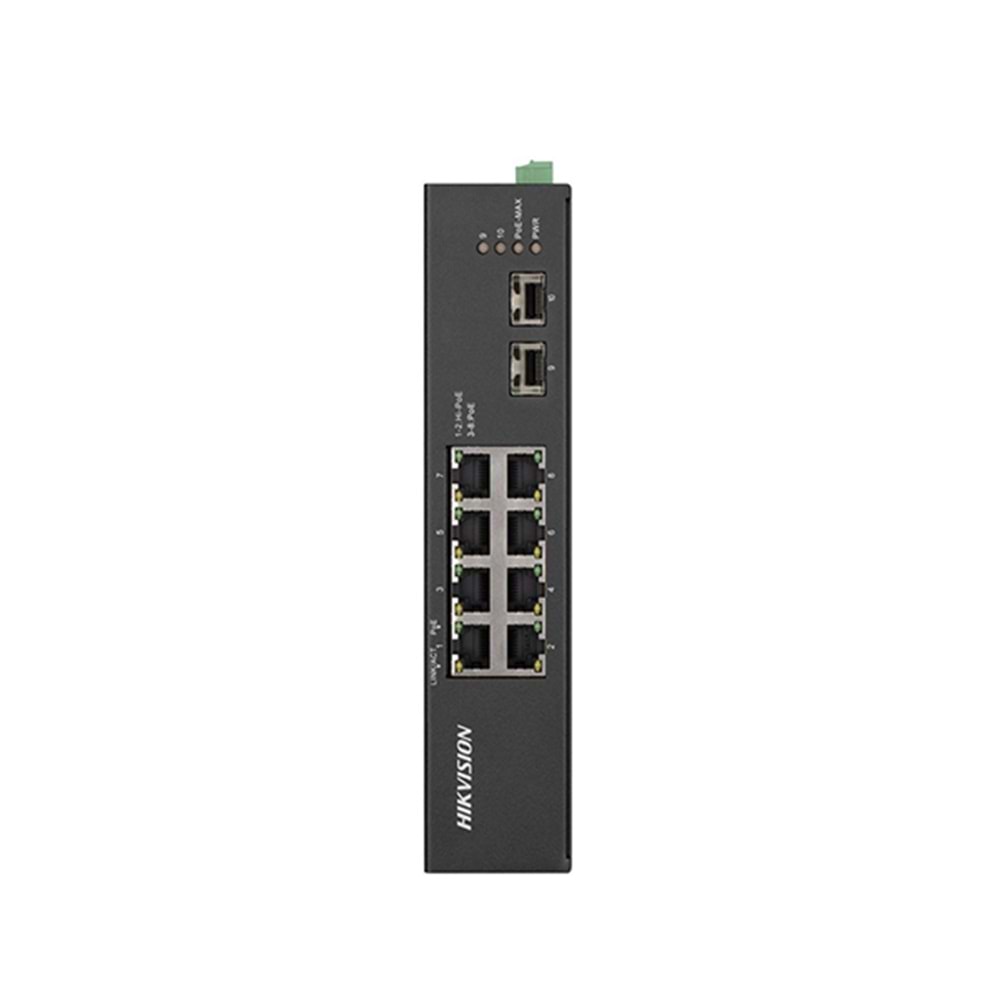 Hikvision DS-3T0510HP-E/HS 8 Port Hi-PoE (120W) Gigabit+2xSFP Endüstriyel Switch