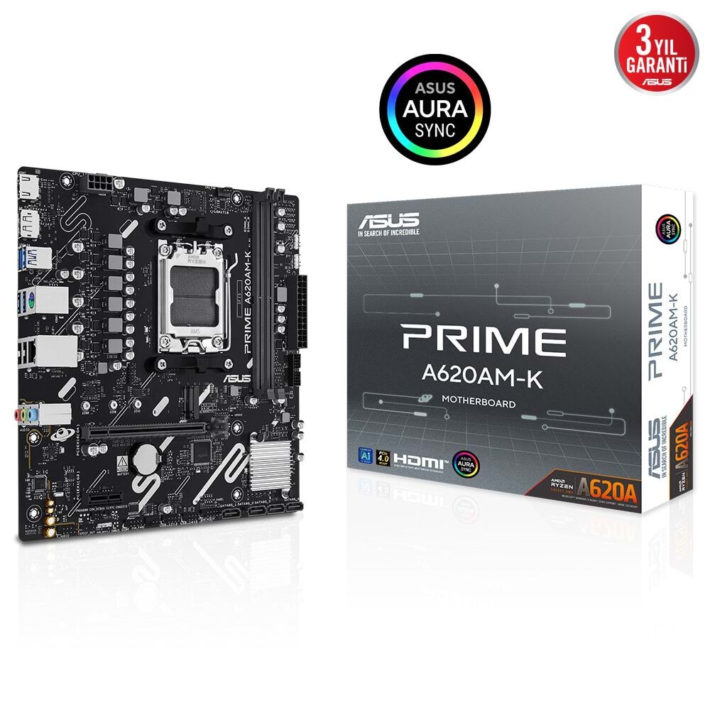 Asus PRIME A620AM-K A620A DDR5 USB3.2 M.2 DP/HDMI PCI 4.0 AM5 Anakart