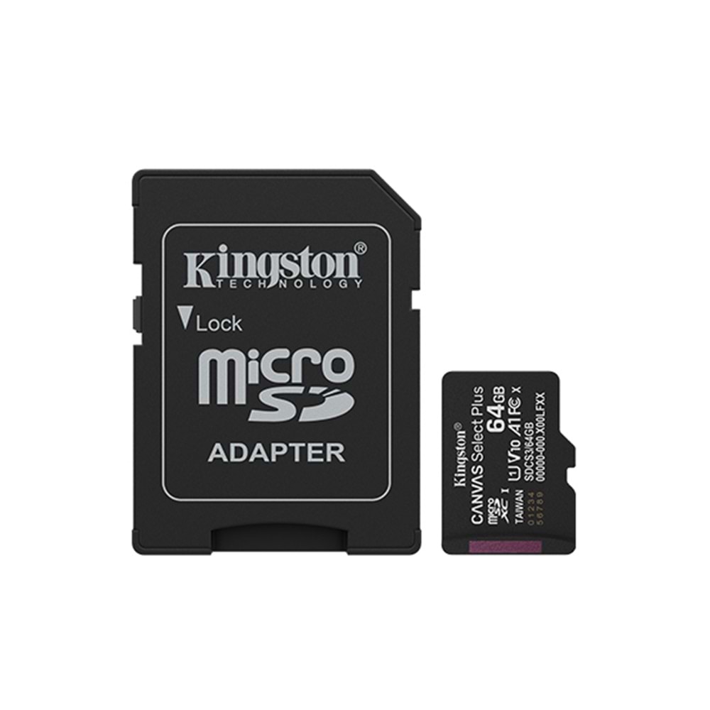 Kingston SDCS3 64GB Micro SD Canvas Select Plus 10 Hafıza Kartı (SDCS3/64GB)