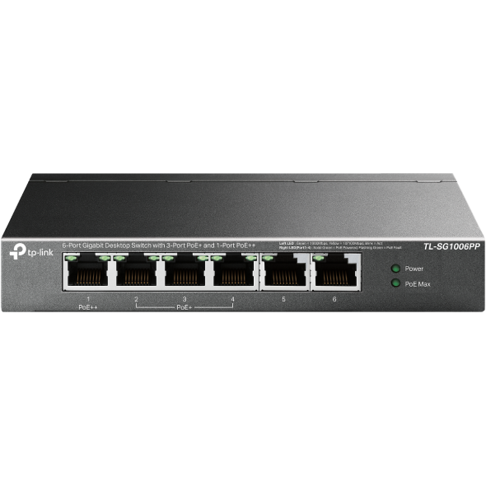 Tp-Link TL-SG1006PP 6-Port Gig Deskt Switch wth 3-Port PoE+ and 1-Port PoE++ 64W