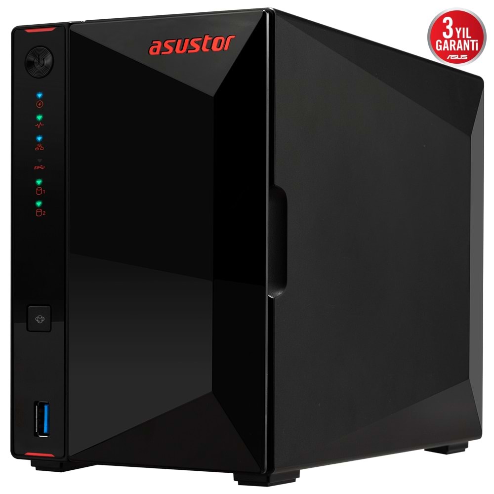 Asustor AS5402T NAS (N5105 İşlemci, 4GB RAM, 2 HDD Yuvalı, 2,5 GbE, USB 3.2)
