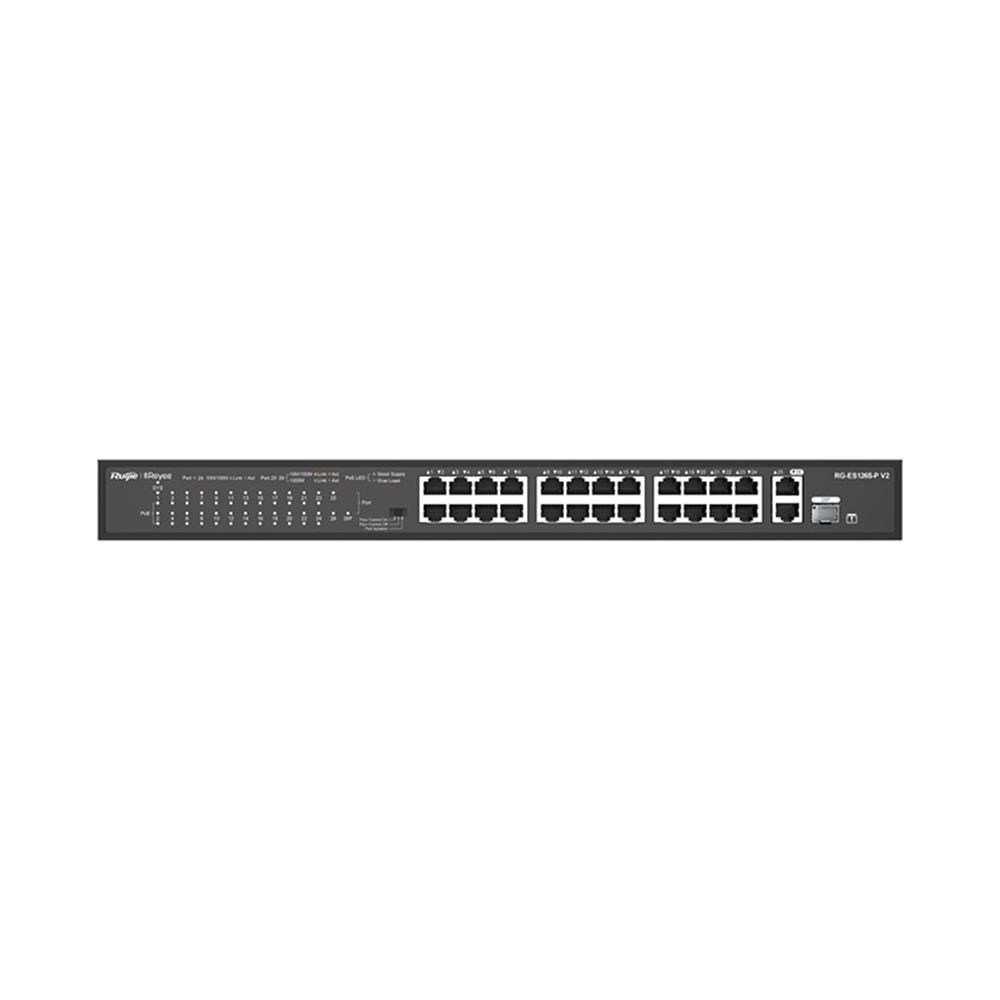 Ruijie Reyee RG-ES126S-P V2 24-Port 10/100+2X1GB SFP Uplink RackMount Poe (370W)