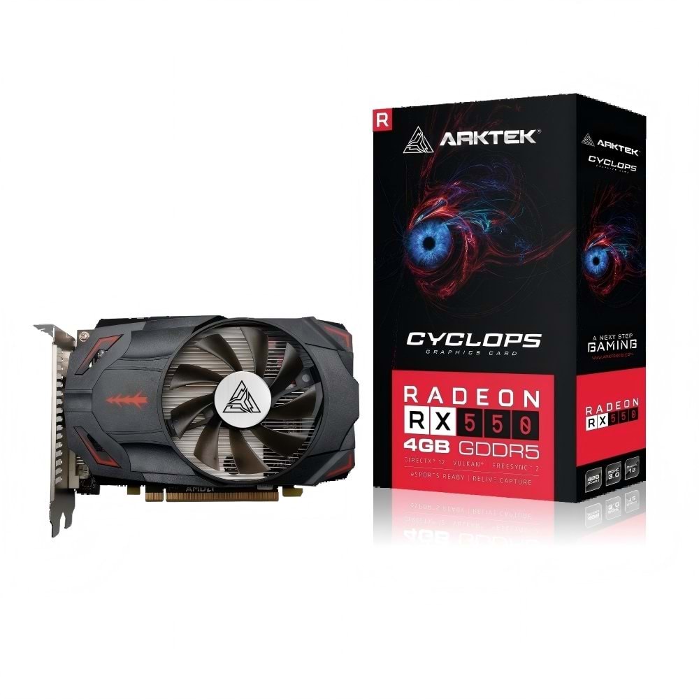 Arktek RX550 4GB GDDR5 128Bit DP/HDMI/DVI PCI 3.0 Ekran Kartı