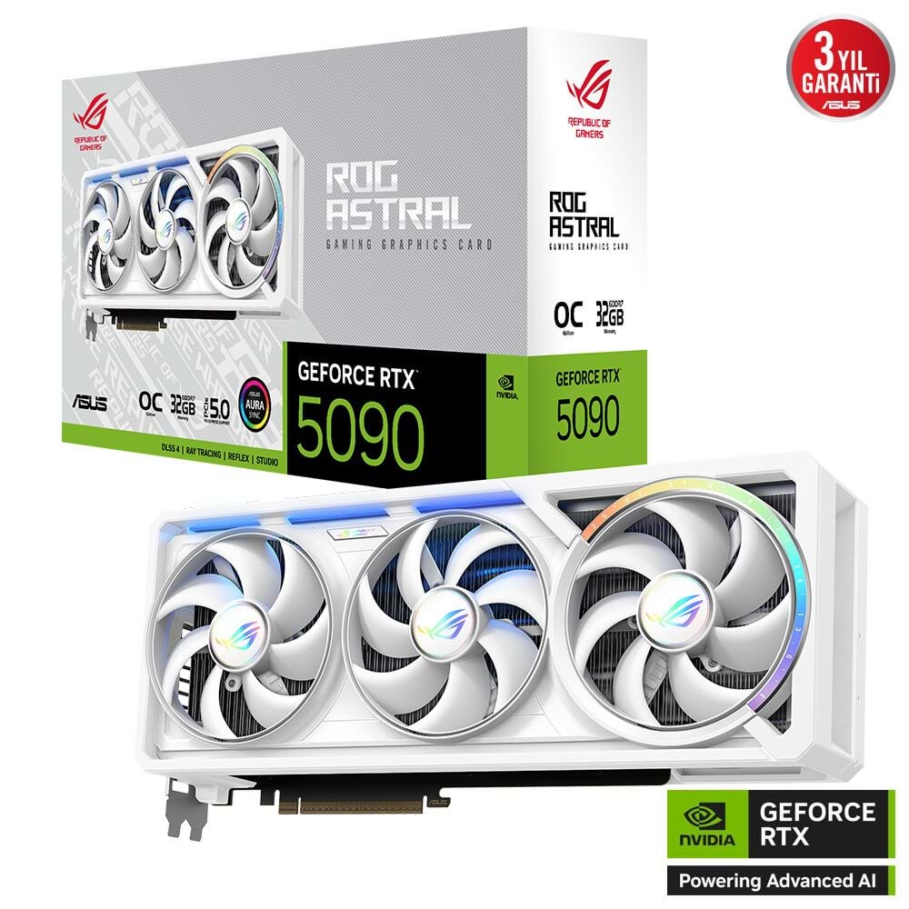 Asus ROG-ASTRAL-RTX5090-O32G-WHITE 32GB 512Bit GDDR7 DP/HDMI PCI 5.0 Ekran Kartı