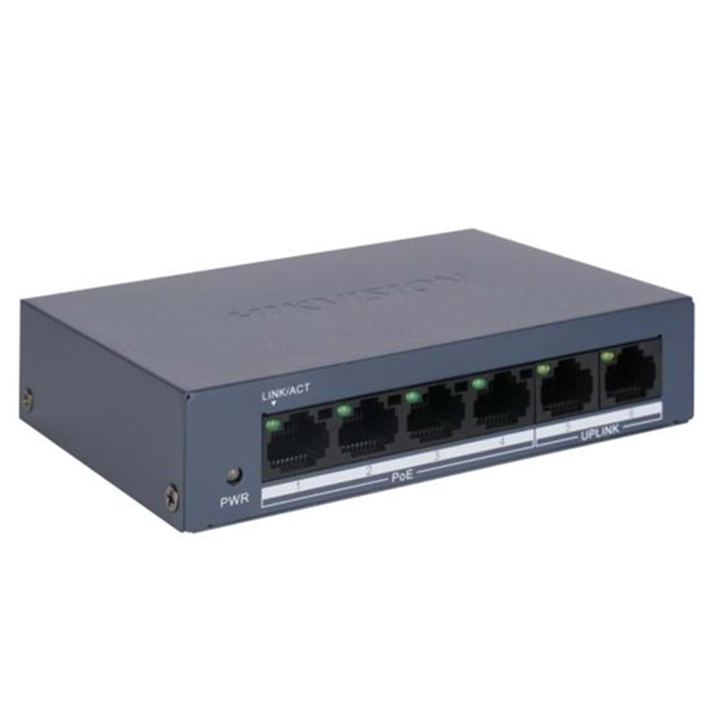 Hikvision DS-3E0106MP-E/M 4 Port PoE (45W) 10/100Mbps + 2FE Uplink Switch