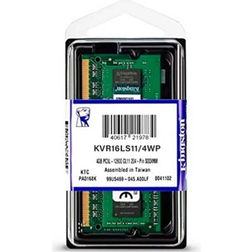 Kingston 4GB 1600MHz DDR3 SODIMM CL11 1.35V (KVR16LS11/4WP)