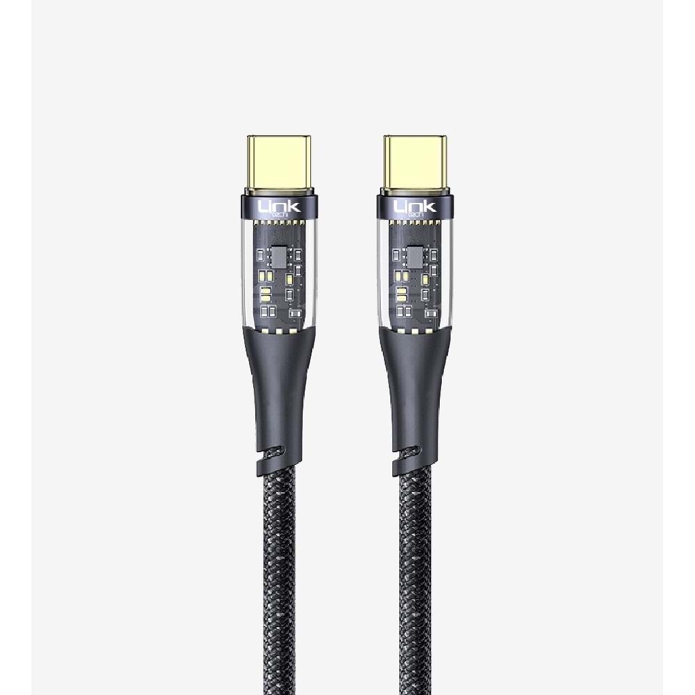 LINK-TECH K670 130CM 60W TYPE-C - TYPE-C ŞEFFAF ŞARJ KABLOSU