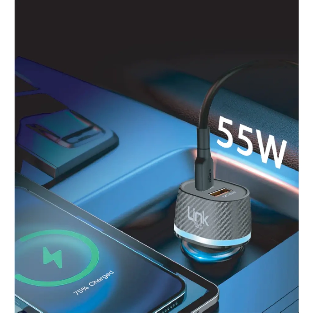LINK-TECH C433 55W SAFE DUAL PD (30W) & QC (25W) ARAÇ ŞARJ BAŞLIĞI