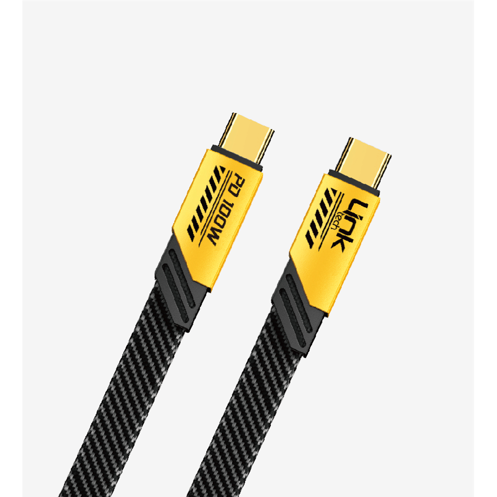 Linktech K472 Mecha Style Type-C to Type-C 100W 120cm Şarj Kablosu Sarı