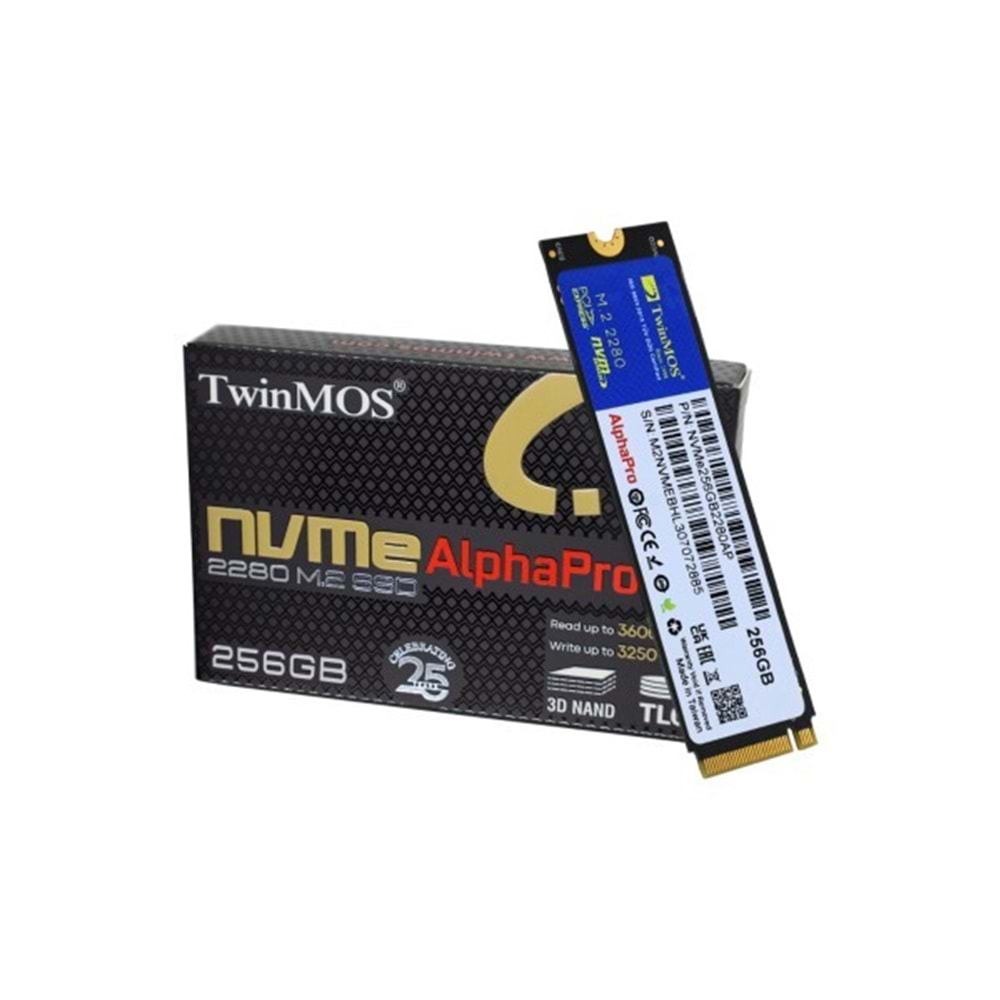 TWİNMOS 256GB ALPHAPRO NVME M.2 PCIE GEN3 3600-3250MB/S