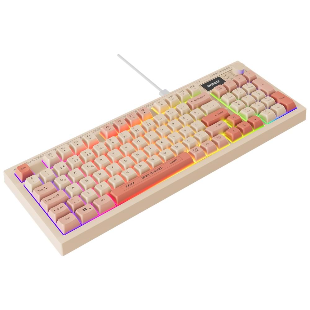 EVEREST KB-79 SLİENT PRO BEJ PEMBE TURUNCU RGB KLAVYE