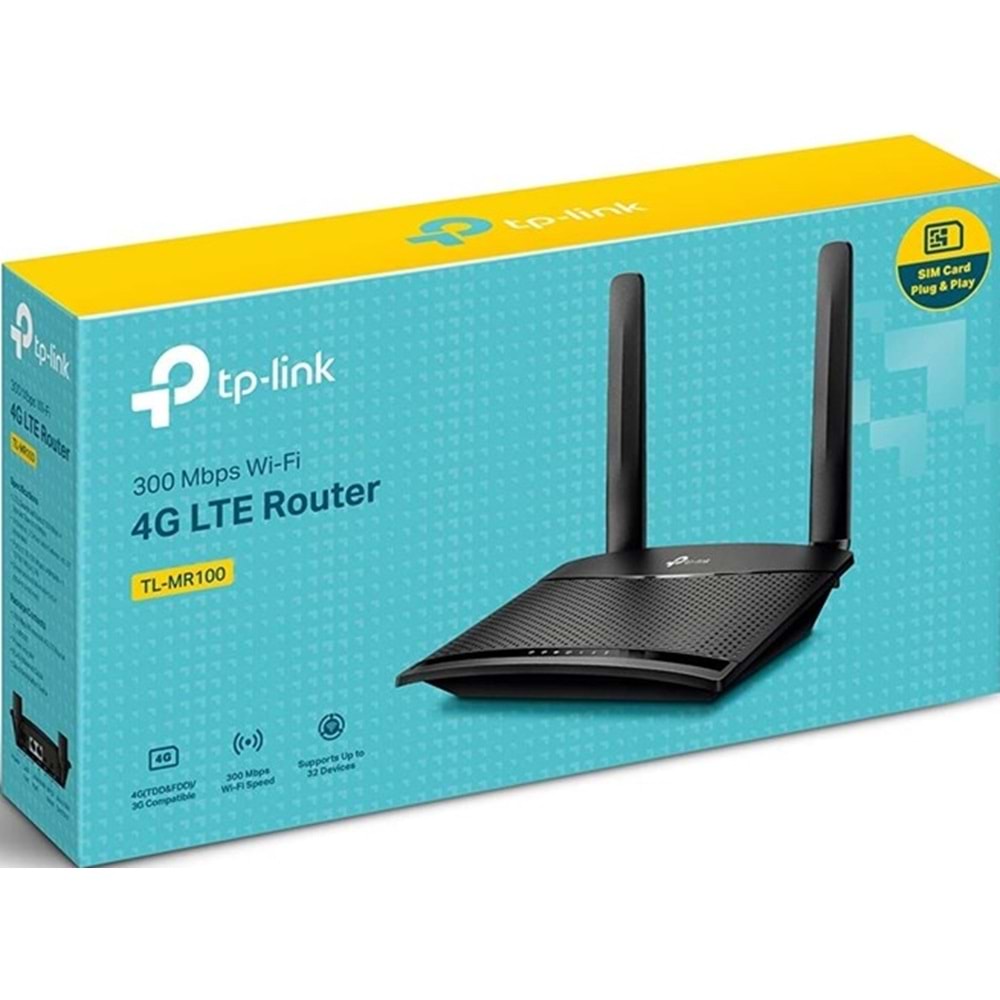 TP-Link TL-MR100 300 Mbps 2.4GHz Wireless N 4G LTE SIM Kartlı Modem Router