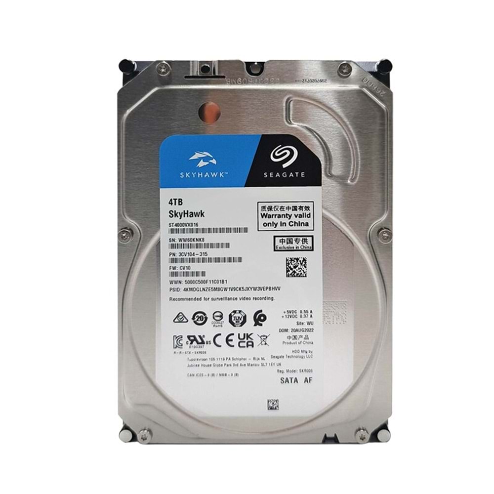 SEAGATE 4TB 3.5 5900RPM 256MB SATA3 (ST4000VX016) 7/24 GÜVENLİK DİSKİ