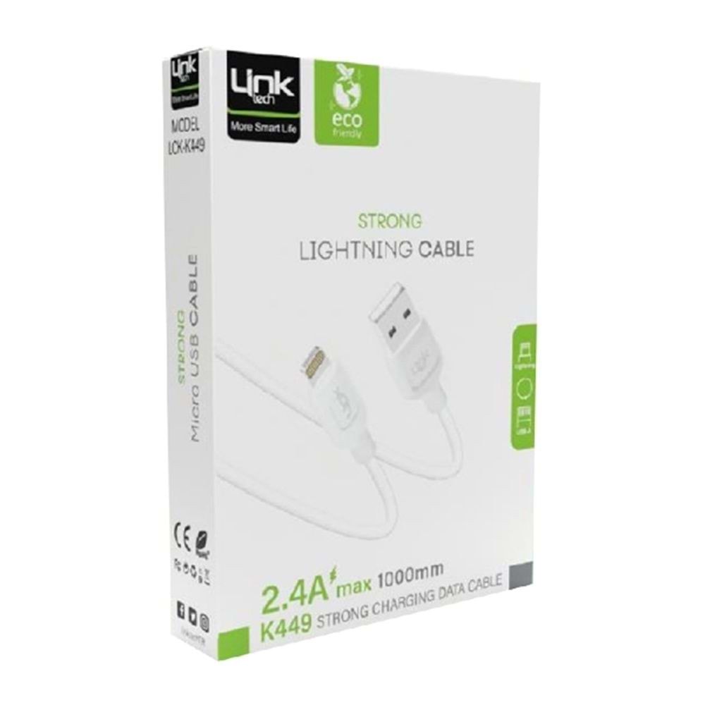 LINK-TECH K449 1M 2.4A MAX İPHONE USB ŞARJ KABLOSU
