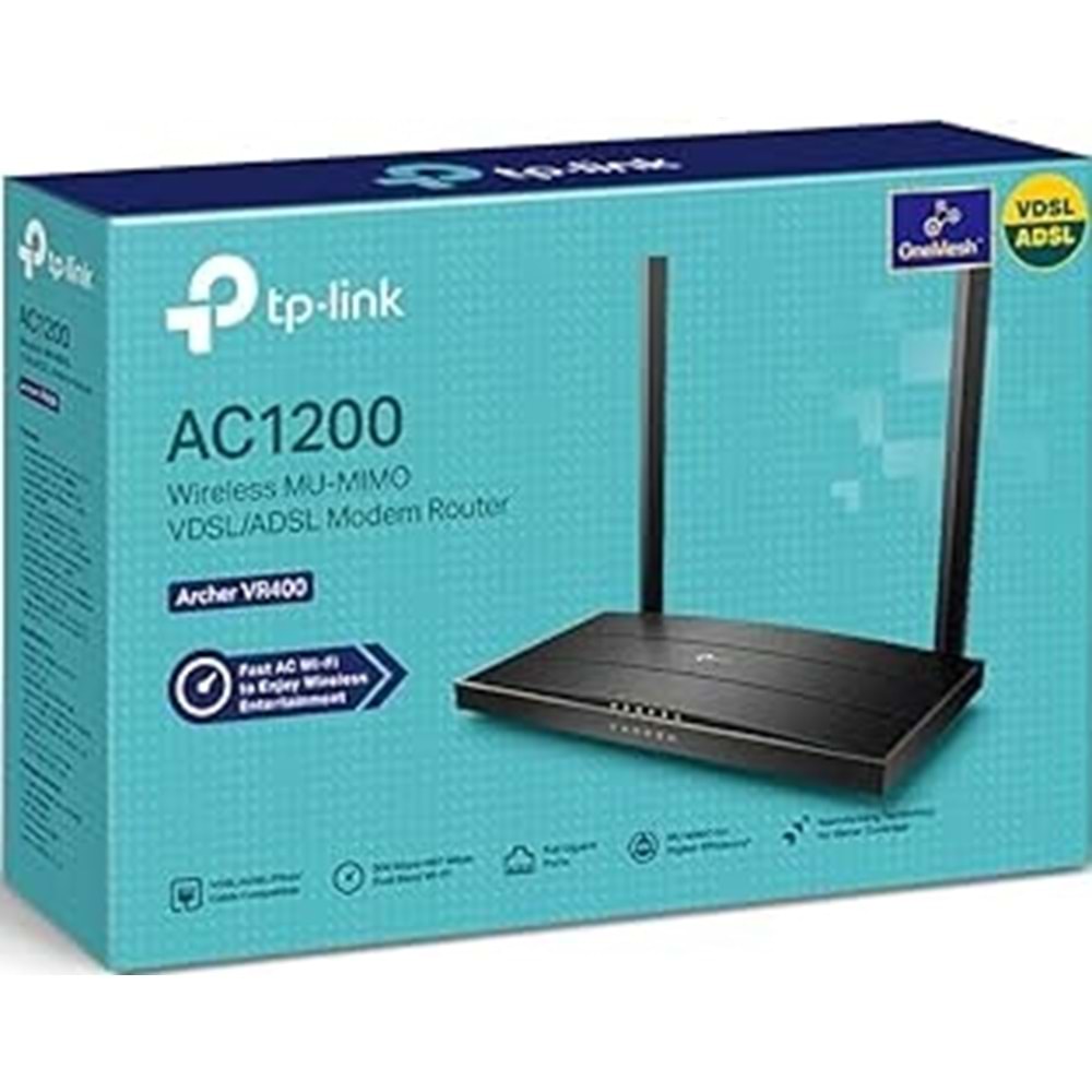 TP-Link Archer VR400 AC1200 VDSL ADSL2+ Gigabit Dual Band WiFi 2.4GHz 5GHz Modem Router