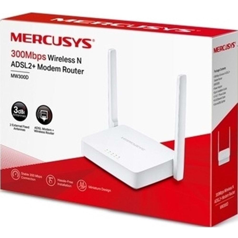 Mercusys MW300D 300 Mbps 2.4GHz ADSL2+ WiFi N Modem Router