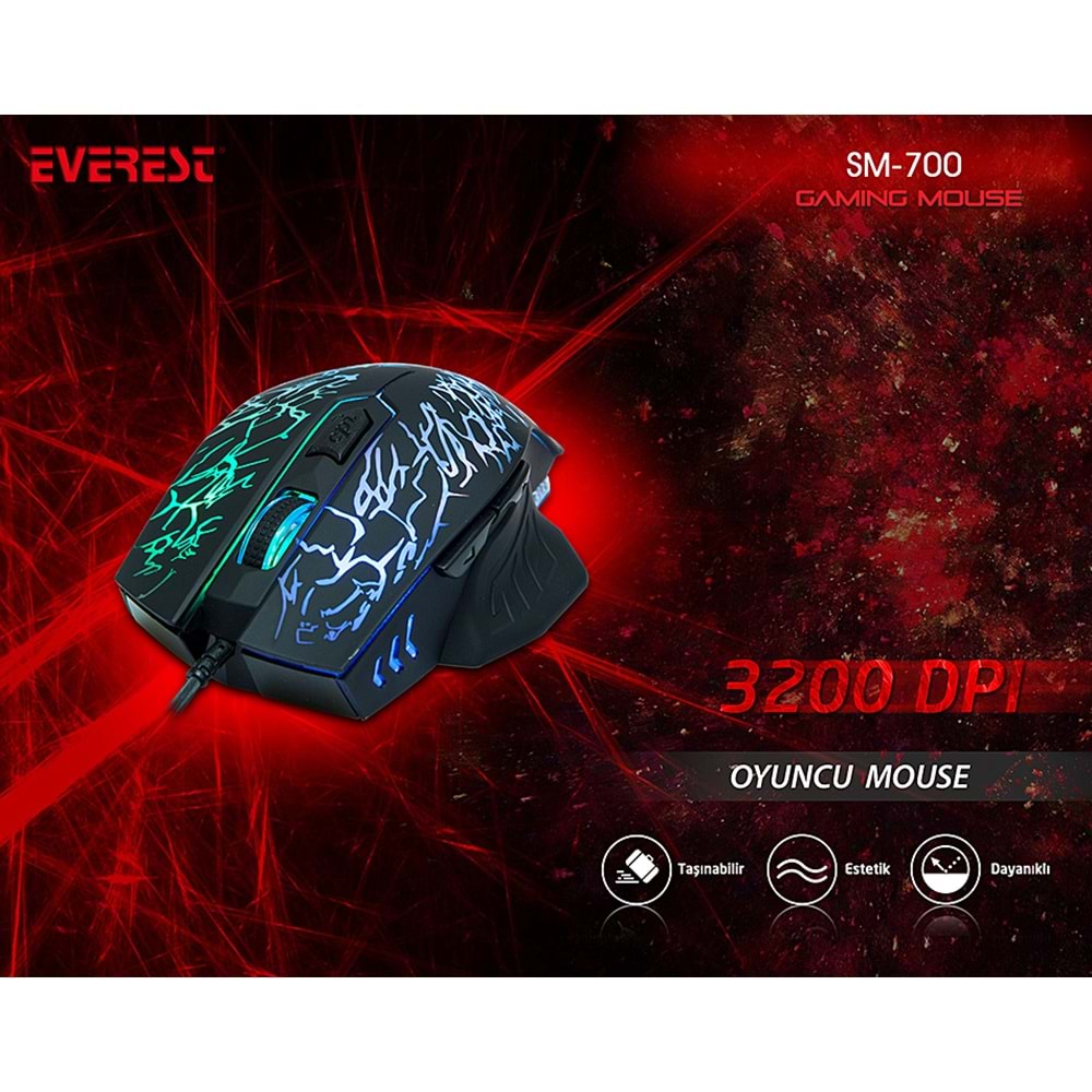 EVEREST SM-700 SIYAH OYUNCU MOUSE