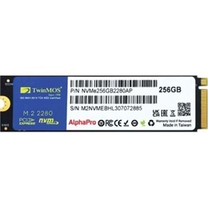 TWİNMOS 256GB ALPHAPRO NVME M.2 PCIE GEN3 3600-3250MB/S