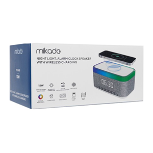 MIKADO MD-W8 1200MAH 10W GRİ BT USB KABLOSUZ ŞARJLI RGB GECE ŞAMBASI ÖZELLİKLİ ALARMLI SAAT SPEAKER