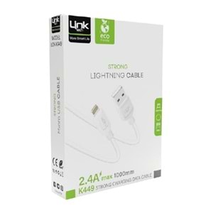 LINK-TECH K449 1M 2.4A MAX İPHONE USB ŞARJ KABLOSU