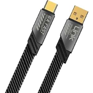 LINK-TECH K470 MECHA STİL 120CM 6A USB-A TYPE-C HIZLI ŞARJ KABLOSU