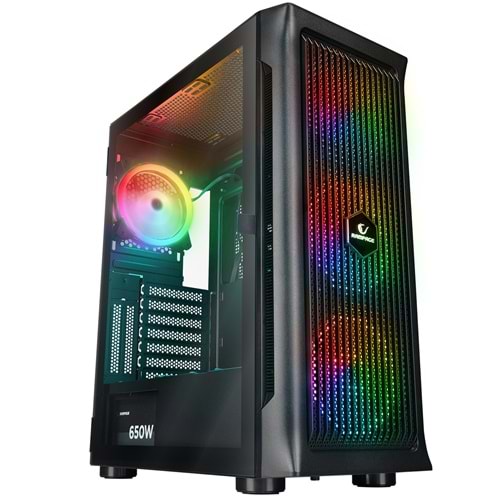 Rampage PROLIX Mesh 650W 80+ ARGB Fan ManyetikTemperli Camlı ATX Mid-T Oyuncu K