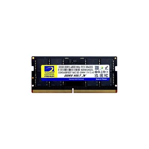 TwinMOS 32GB 4800MHz DDR5 CL40 SO-DIMM Ram (TMD532GB4800S40)
