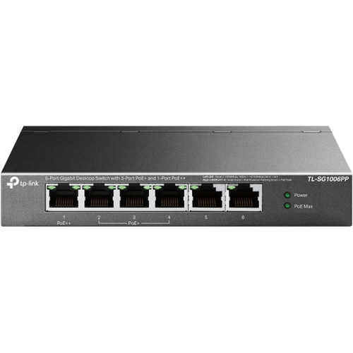 Tp-Link TL-SG1006PP 6-Port Gig Deskt Switch wth 3-Port PoE+ and 1-Port PoE++ 64W