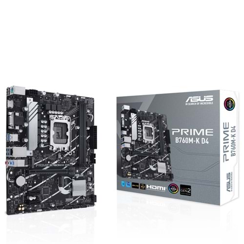 Asus PRIME B760M-K D4 B760 DDR4 M.2 HDMI/VGA PCI 4.0 1700p Anakart