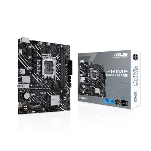 Asus PRIME H610M-K D4 ARGB H610 DDR4 M.2 HDMI PCI 4.0 1700p Anakart