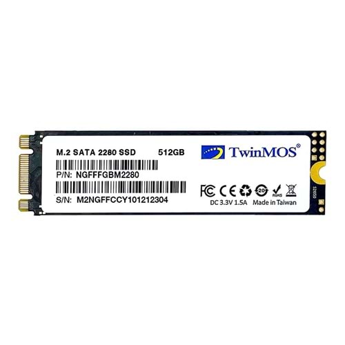TwinMOS 512GB M.2 2280 SATA3 580-550MB/s (NGFFFGBM2280)