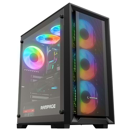 Rampage VOYAGER 750W 80+ BRONZE RGB ATX Mid-T Gaming Oyuncu Kasası (Siyah)