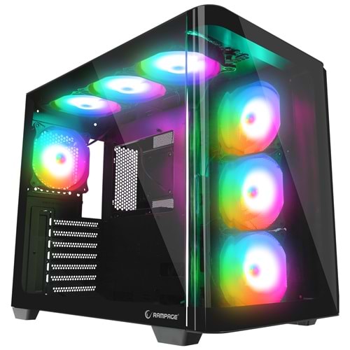 Rampage LOOPY PLUS 950W 80 Plus ARGB Fan ATX Mid-T Siyah Gaming Oyuncu Kasası