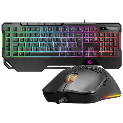 Rampage KM-R96 ELEMENTAL Q RGB Multmedia Klavye+7200dpi Mouse Gaming Set Siyah 