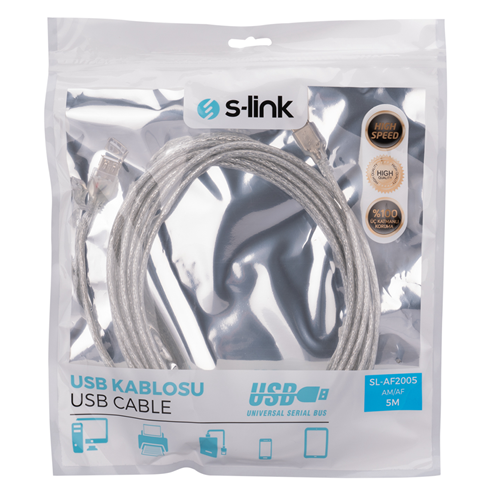 S-LINK SL-AF2005 5M USB 2.0 ŞEFFAF UZATMA KABLO