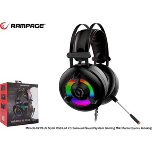 RAMPAGE MİRACLE-X2 RGB SİYAH USB 7.1 OYUNCU KULAKLIĞI KABLOLU