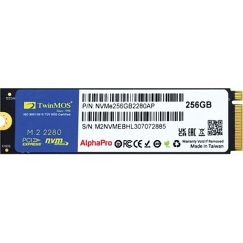 TWİNMOS 256GB ALPHAPRO NVME M.2 PCIE GEN3 3600-3250MB/S